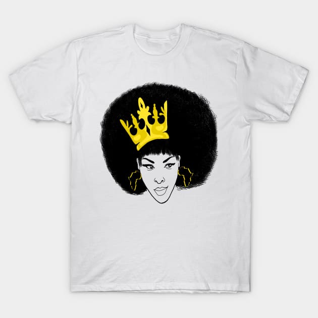 Melanin Queen Afro African Pride T-Shirt by Merchweaver